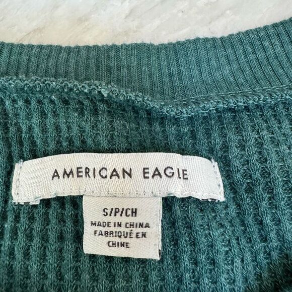 American Eagle Floral Long-Sleeve Mini Dress Green/Teal size S cotton - Picture 5 of 8